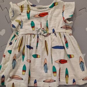 Hanna Andersson White Dress with Colorful Surfboard Pattern